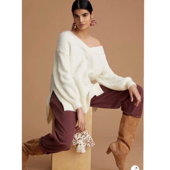 NWOT ANTHROPOLOGIE PILCRO TEDDY V-NECK TUNIC SWEATER. Size XXS. - Picture 7 of 15